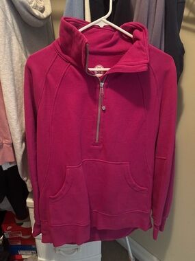 Fuchsia Quarter-Zip Pullover Hoodie